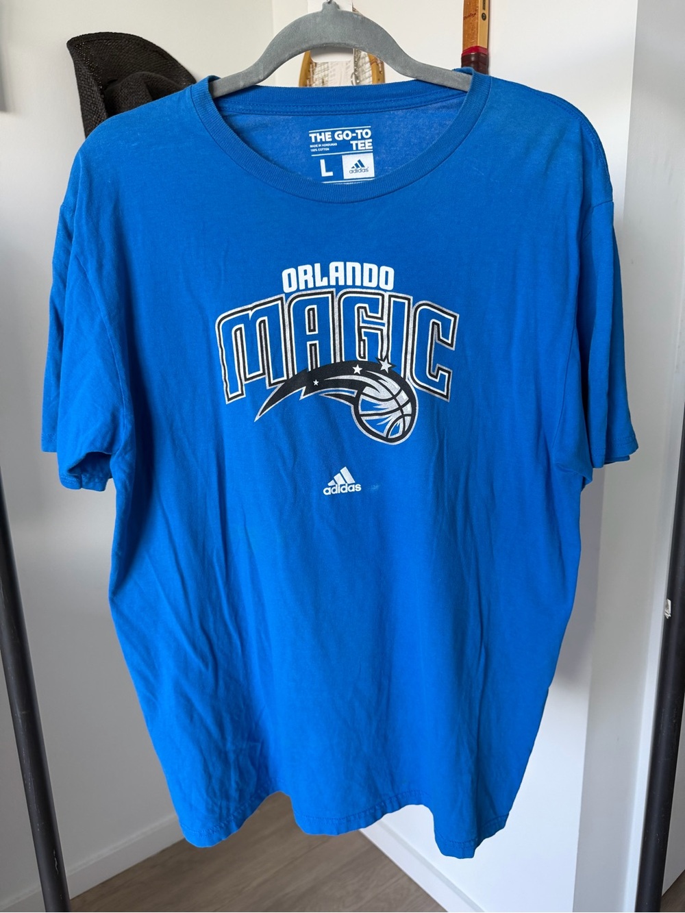 Men's Blue Adidas T-Shirt Collar Label